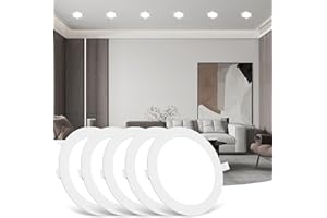 Sararoom 5Packs 18W LED Round Ceiling Panel Light 6500K Cool White Ultra Slim Downlights 1620lm Recessed Ceiling Lights for Living Room Bedroom Bathroom Corridor Kitchen Office Shop
