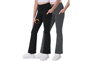 Desol Pantaloni termici da ragazza con tasche, pantaloni sportivi da yoga per adolescenti e leggings flared per sport, ideali da ginnastica e da jogging