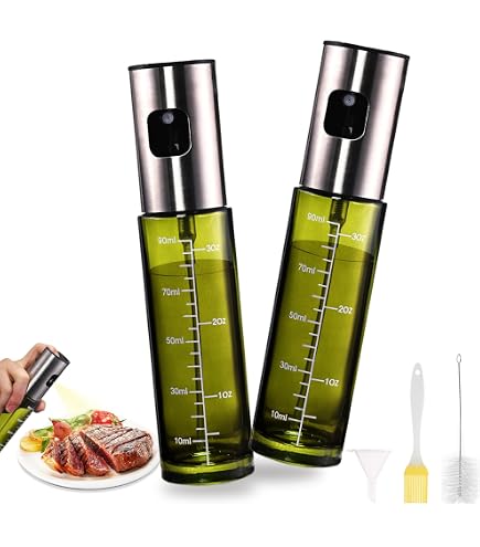 Spray Huile Cuisine 2 Pièces - Vaporisateur Acier Inox 100ml - Pour Air Fryer, Grill, Salades