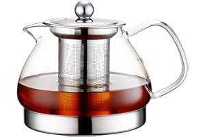 TOYO HOFU Théière résistante à la Chaleur en Verre Clair avec infuseur, Pot de Presse à Induction pour Bouilloire de Cuisine, 800ml