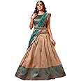 ZITON Women's Indian Traditional Kanjivaram Silk Pure Weaving Lehenga Choli Along With Dupatta And Blouse Piece, Half Saree (Unstitched)