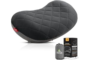 HIKENTURE Camping Pillow for Adults-Ultralight Inflatable Pillow with Removable Cover- Anti-slip Comfortable Blow Up Pillow-Compressible Beach Pillow-Air Travel Pillow for Neck & Lumbar Support(Grey)
