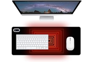 SPORWAY Sous-main Tapis de souris chauffant : 80 x 33 cm Grand tapis de souris Sous-main de bureau étanche, 5 niveaux de chauffage et arrêt automatique 4 heures Sous-main de table Chauffé pour la