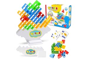 AWAVM Tetra Tower Balance Game, Stacking Blocks Games, Balancing Swing Stacking Fun Toys Building Blocks for Family Games, Parties, Travel, Team Building Blocks Toy (64PCS)