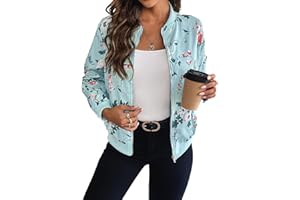 Zeagoo Bomberjacke Damen Kurze Blouson Jacke Casual Pilotenjacke Langarm Outwear Zip Up Solid Leichte Coat Winter Sweatjacke