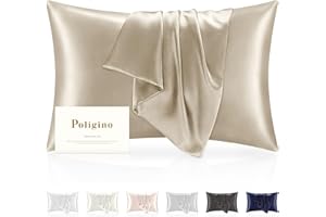 POLIGINO Federe Seta Cuscino 50x80cm - 22 Mamme 100% Seta Naturale - per Pelle e Capelli - ANTICRESPO e ANTIAGING - OEKO-TEX - Federe Cuscino Letto 1pz Champagne