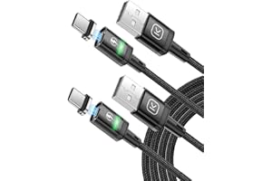 Magnetyczny kabel USB C do szybkiego ładowania Kuulaa 2 sztuki 3 m magnetyczny kabel USB USB z adapterem typu C obsługa QC 3.0 szybkie ładowanie przesyłu danych, nylonowy pleciony magnes kabel ładowarki telefonu (czarny, 3,3FT/1 m)