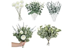 RPHONGHONG 30 stycken konstgjorda eukalyptus och konstgjorda blommor, konstgjorda grenar eukalyptus dekorativa grenar konstgj