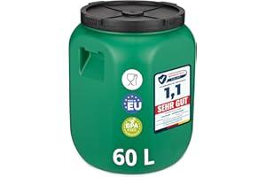 Garronda Weithalsfass 60 Liter Futtertonne mit Deckel ohne Dichtung– BPA-freier HDPE Futterbehälter für Wasser, Lagerung, Tierfutter, Sauerkraut und Gurken GD-0142