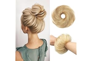 SPIKFN Echthaar Dutt Set 100% Menschliches Haar Natürliche Donut Hairpiece Hochsteckfrisur Unordentlich Haarschmuck für Damen （#P18-613)