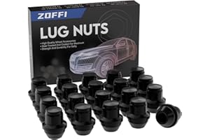 ZOFFI M12x1.5 One-Piece Black OEM Factory Style Large Acorn Seat Wheel Nuts for Most Ford Fiesta Focus Fusion Factory Wheels - 20pcs Black Closed End M12x1.5 Lug Nuts