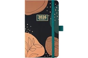 Artfan 2026 Pocket Diary - A6 Diary 2026 Week to View, January 2026 - December 2026, Pocket Diary 2026 with Pen Loop, Back Pocket, Hard Cover, Elastic Closure, 16×10×1.5 cm