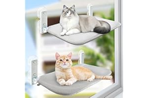 GUUSII HOME 2PCS Amaca Gatto da Finestra Amaca per Gatti Trespolo da Appendere Mensole Cuccia con Potenti Ventose Letto Facile da Montare Tappetino Reversibile 52 * 30cm Fino a 25kg (Grigio, M)