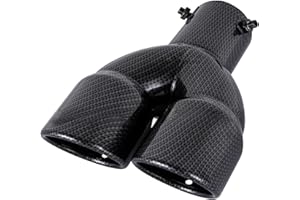 KRTOPO Exhaust Tips Stainless Steel 62mm/2.36" Car Exhaust Muffler Auto Throat Double End Silencer Outlet 3" Fit for 38-60mm/1.5”-2.36” Tube (Straight Black Carbon Fibre Pattern)