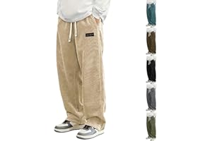 Genérico Pantalones de Pana para Hombre Pantalón Holgado Cintura con Cordón Casuales Elásticos Cálido y Cómodo