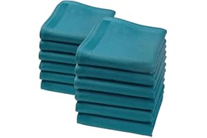 MERRYSQUARE 12 Pequeños pañuelos de color sólido - Modelo Lilliput - 23 centimetros (Azul acero)