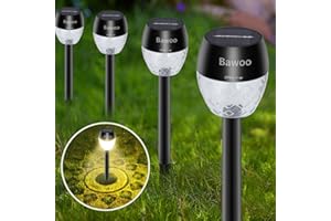 Luces Solares Jardín LED Bawoo 8 pcs IP65 Jardín Lámpara de Camino de Paisaje Iluminación de Exterior Impermeable Luce de Solare Acero Inoxidable Blanco Cálido Patio Césped Pasillo Terraza Sin Cables