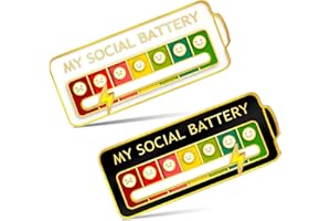 WITWAR MY SOCIAL BATTER Pin, Funny Mood Interactive Pin 7 Days Mood Expressing Social Brooch Battery Slider Pin Cute Creative Change Anytime Battery Mood Indicator Gift for Men Women