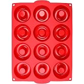 JATA HOGAR HMOL5212 &ndash; Silicone Mould for Donuts 12 Cavities 100 ml, Non-Stick and Flexible, Oven, Freezer and Dishwasher Safe