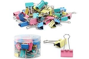 OOTDAY Cancelleria Clip 25mm, Clip Raccoglitori 48 pezzi, Medi Fermacarte Metallo, Papier Métal Pince, Foldback Clips Forniture per Uffici per Casa, Scuola (4 Colori Assortiti)