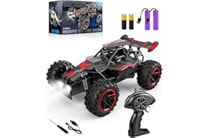 Maxesla Coche Teledirigido, 1:18 Drift Coche Teledirigido Niños 3 Años De Alta, Coche Radiocontrol Monster Truck con Luz LED y 2 Batería Recargable Control Remoto, cumpleaños