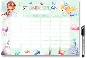 PAPERLANE BY ESSI Mermaid Magnetic Wipe Clean Timetable (Magnetic Timetable with Pen)
