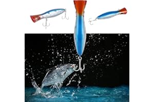 Nimomo Appât Popper Leurre de pêche en Eau salée, Accessoire de matériel de Surface, Bleu, 1 pièce