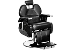 Barberpub Poltrona per parrucchieri Barberpub con poggiatesta, pompa idraulica, girevole a 360° e regolabile in altezza, similpelle, 2687BK