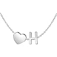 Kanak Jewels Lovely Alphabet 'H' & Tiny Heart Locket Chain Double Pendant Initial Letter n Cute Heart Chain Necklace for girls women men boys girlfriend Jewellery Silver-plated Brass Pendant