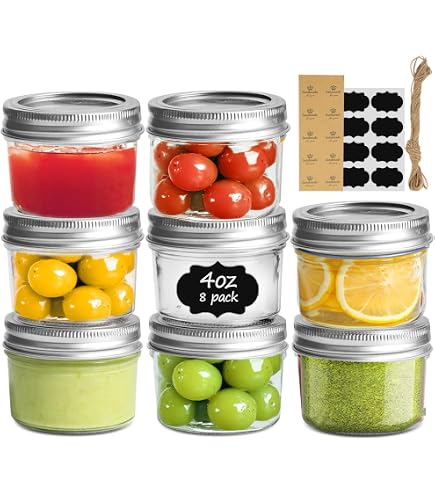 SZUAH 4oz Mini Mason Jars With Lids - 8 Pack, Airtight Small Jars For Jams, Honey, Candles & DIY Crafts - View #7