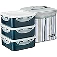 LocknLock Lock & Lock Hpl823Dg Lunch Box 3 Pieces Set With Stripe Bag, Gray, 6.7 X 7.1 Inches, Square, Plastic