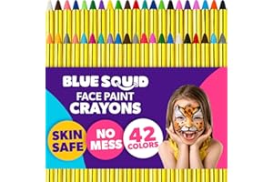 Blue Squid Face Paint Crayons for Kids - 42pcs XL Non-Toxic, Washable Body Paint Crayons - Our Face Painting Kit Makeup Sticks are Easy to Use, Safe for Sensitive Skin and Perfect for a Kids Party