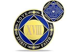 IELCJJ 18 Year NA Medallions - Recovery Narcotics Anonymous Chips - 18 Year Living Clean Sobriety Coin - (Years 1-30) Journey Celebrate Recovery Addicts - Narcotics Anonymous Gifts for Men Women
