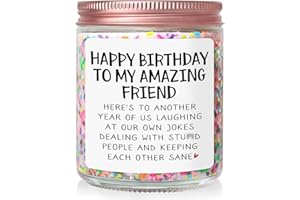 MRSSBEA Birthday Gifts for Women Friends Bestie, Happy Birthday Candle Gift for Friend, Friendship Presents for Woman, Funny Vanilla Scented Candles for Female Coworker Sister 200g Soy Wax