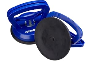 Relaxdays Suglyft set om 2, transport av skivor, kakel och plattor, glaslyft upp till 45 kg, sughållare Ø 12 cm, blå, 10 x 12