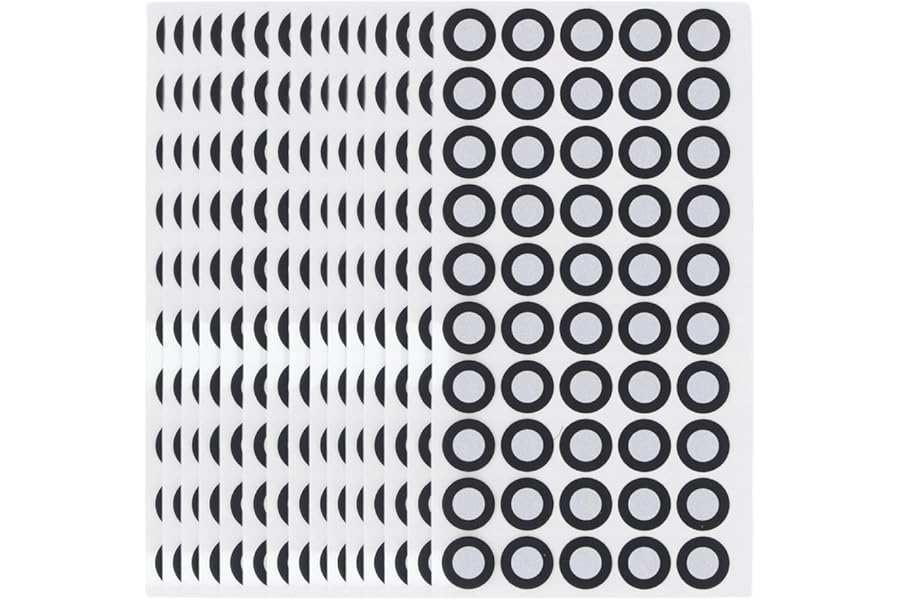 3D Scanning Reflective Marker Stickers 750 Pcs (15 Sheets x 50) ID 6mm(0.24in) OD 10mm(0.39in) High Accuracy Positioning Dots for 3D Motion Capture Reverse Engineering