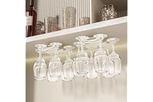 Vaisoeny Colgador copas, soporte para copas de vino con rotación infinita de 360°, estante para copas de vino sin perforaciones para cocinas y bares. (Blanco - 2 paquetes)