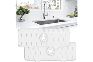Xilmark Wasserhahn Wpritzschutz Abtropftablett Matte, Silikon Wasserhahn Matte Küche, Spritzschutz Silikon, Silikon Abtropfmatte Spüle Küche, Wasserhahn Spüle Spritzschutz, Absorbierende Matte, WEIß