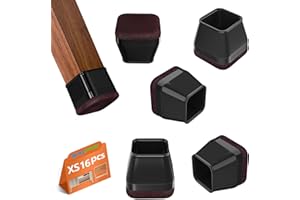 BAIPOK - 16 protectores cuadrados para patas de silla, fundas de silicona para patas de sillas para suelos de madera dura, protectores de patas de muebles, almohadillas para patas de sillas con