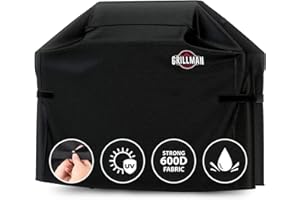 Grillman Premium - Housse de Protection pour Barbecue à gaz Weber/Char-Broil/Campingaz/etc - résistant aux déchirures/UV/imperméable - L 147 x l 61 x h 122 cm - Noir