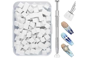 Qufiiry 100 Pezzi Spugna per Nail Art, Strumenti per il Rendering Delle Unghie con Pinza Metallica, Pennello per Baby Boomer, Usato per Creare una Varietà di Modelli di Nail Art Sfumati