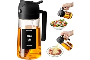 SWEET VIEW 470ml 2 en 1 Dispensador de Aceite y Pulverizador de Aceite, Vertedor Dispensador de Aceite de Oliva para, Cocina, Cocinar,Freidora de Aire,Ensalada, Barbacoa (Negro)