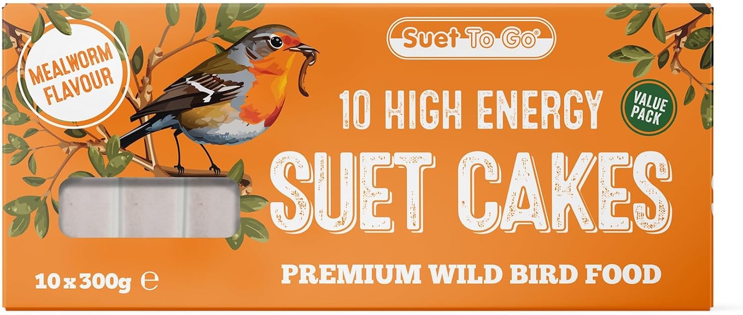 Suet To Go Mealworm Suet Block Wild Bird Treat, 300 g ( Pack of 10) (Packaging may vary)