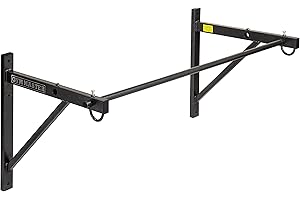 GYM MASTER Heavy Duty Wall Mounted Pull Chin Up Bar with Hoop Anchors for Resistance Bands Straps