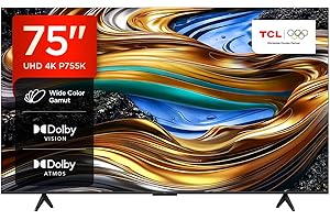 TCL 75P755K 75-inch Ultra HD, Wide Color Gamut, 4K HDR TV, Smart TV Powered by Android TV (Dolby Atmos 2.0, Dolby Vision, HDR 10+, Voice Control, compatible with Google assistant, Chromecast built-in)