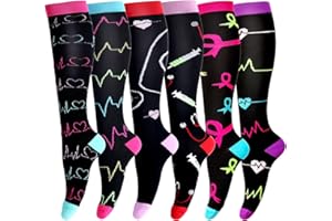 LEOSTEP Calze a compressione per uomo e donna (6 paia) Tubo lungo antiscivolo ideale per corsa, infermieristica, circolazione, i viaggi da trekking e le calze di volo 20-30 mmHg