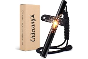 Chilee-any Big size-130x13 mm Pierres à Feu en magnésium pour 25000+ allumages, Allume Feu, Plus Simple et Efficace, très fortes étincelles, pour Camping, randonnée, kit de Survie (Black)