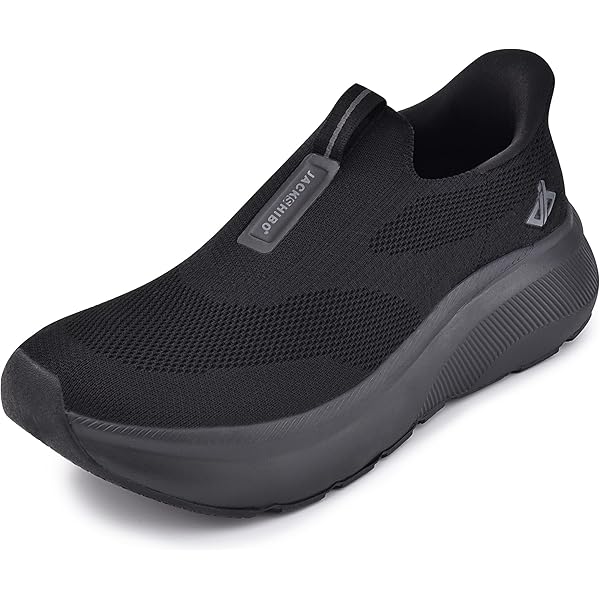 ACosySch Orthopedische schoenen voor heren, extra brede schoenen, slip-on wandelschoenen met voetboogsteun, lichte outdoorschoenen, lichte werkschoenen, zwart, 41 EU