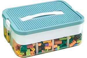 Keyacht Caja Almacenaje Plastico para Lego Bloques Construccion Niños Almacenamiento con Tapa Cajas Organizadoras para Piezas