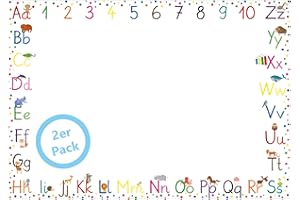 ‎PUK KRÄMMER GMBH ABC Schreibtischunterlage Kinder Papier DIN A2 | XXL 25 Blatt Block zum Malen, Schreiben und Kritzeln | 1er, 2er und 3er Pack | Malunterlage für Mädchen und Jungen (ABC | DIN A2 | 2er Pack)